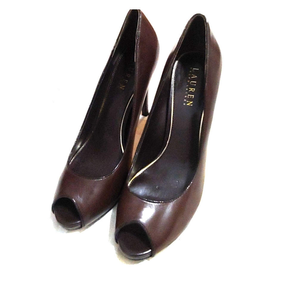 Lauren ralph lauren brown peep toe